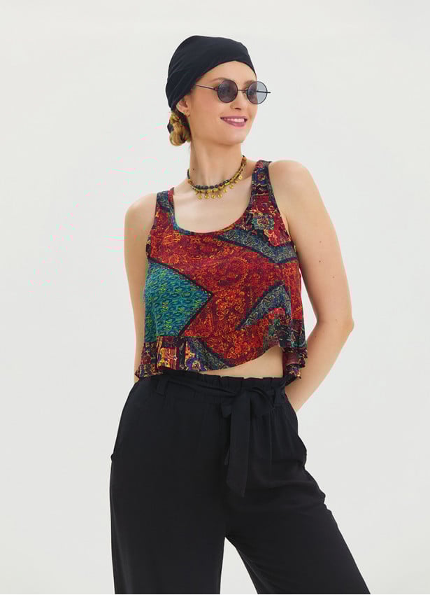 Thick Strap Asymmetric Cut Black Authentic Blouse 4634